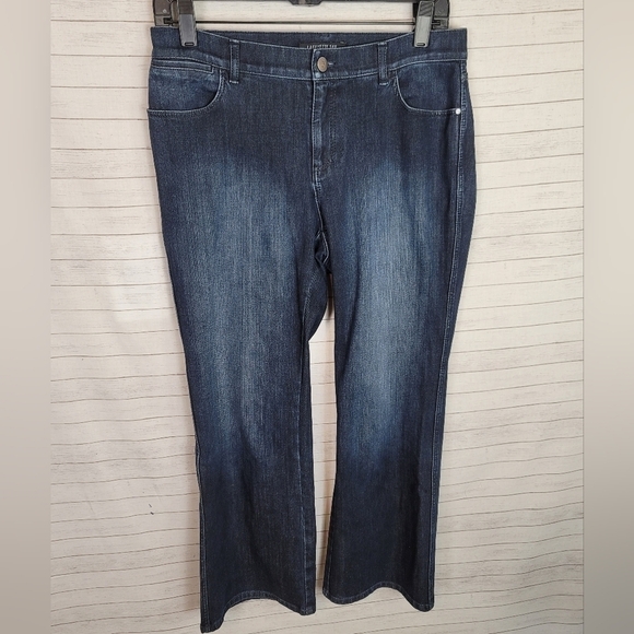LAFAYETTE 148 NEW YORK DARK BLUE BOOT CUT JEANS, SZ 4 - Picture 1 of 10